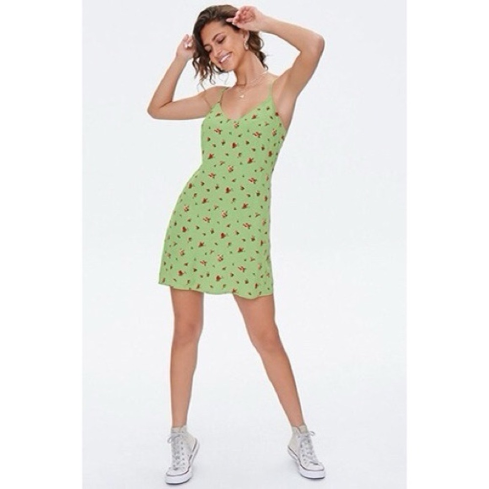 Forever 21 Green Floral Mini Dress